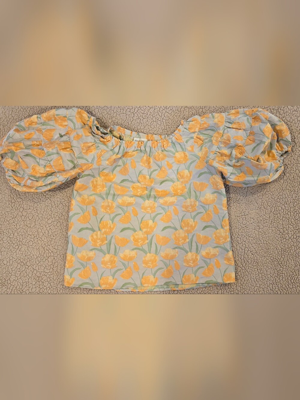 Before You With Love Floral Jacquard Puff Sleeve Top Size Small Cottageco